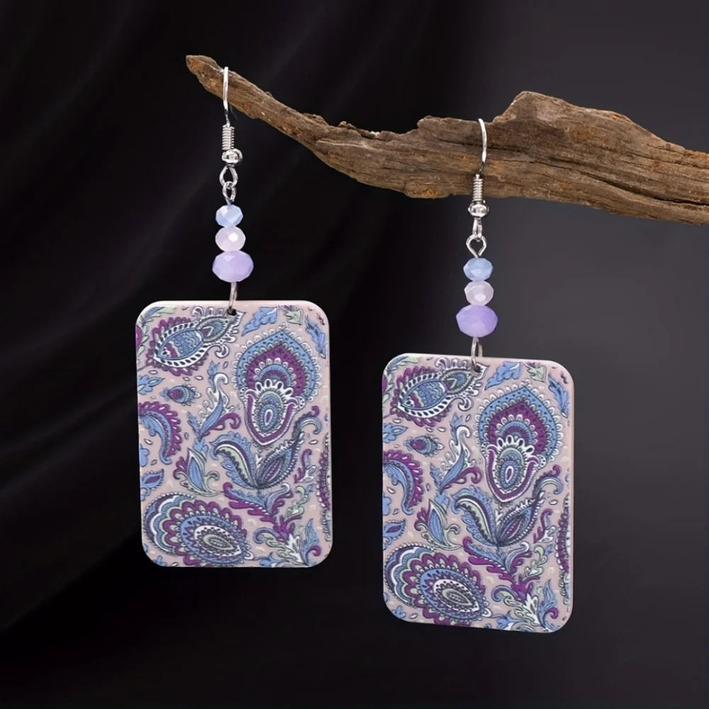 Purple and Blue Paisley Earrings
